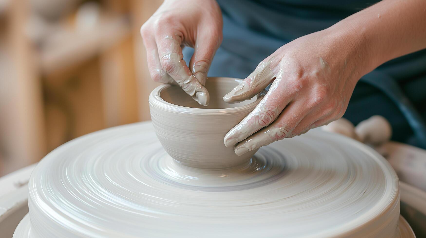 Potter's Hands Shaping Clay into a Pot photo