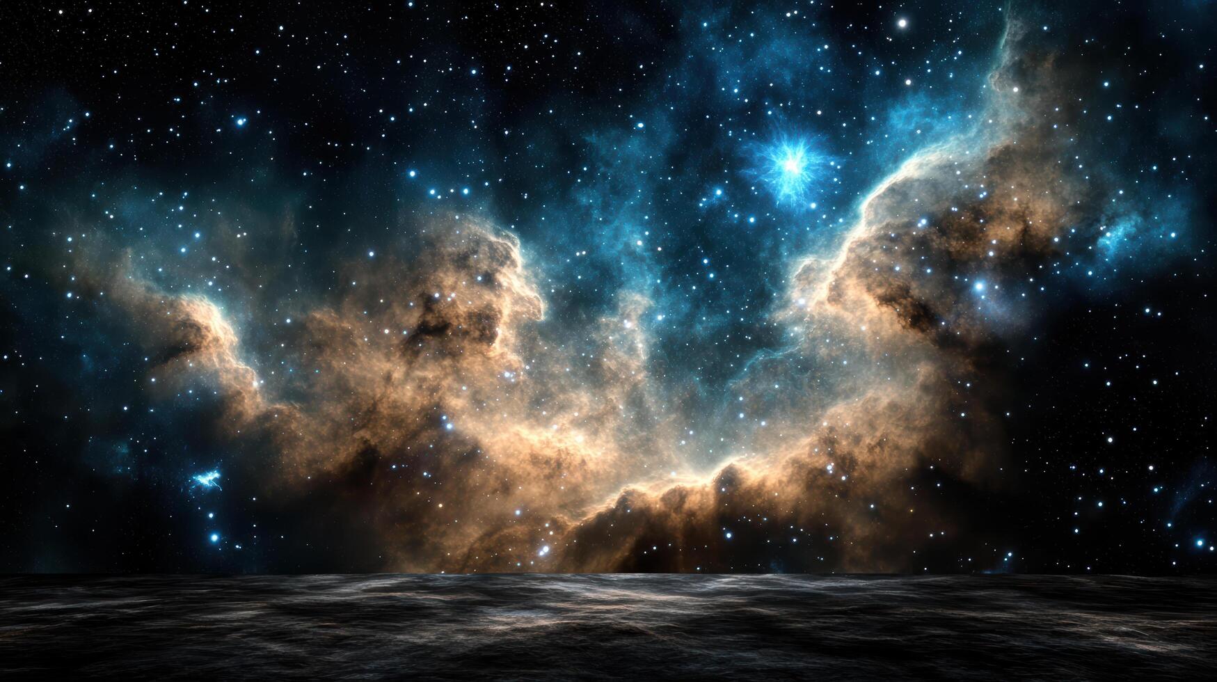 The nebula in space with stars and clouds photo