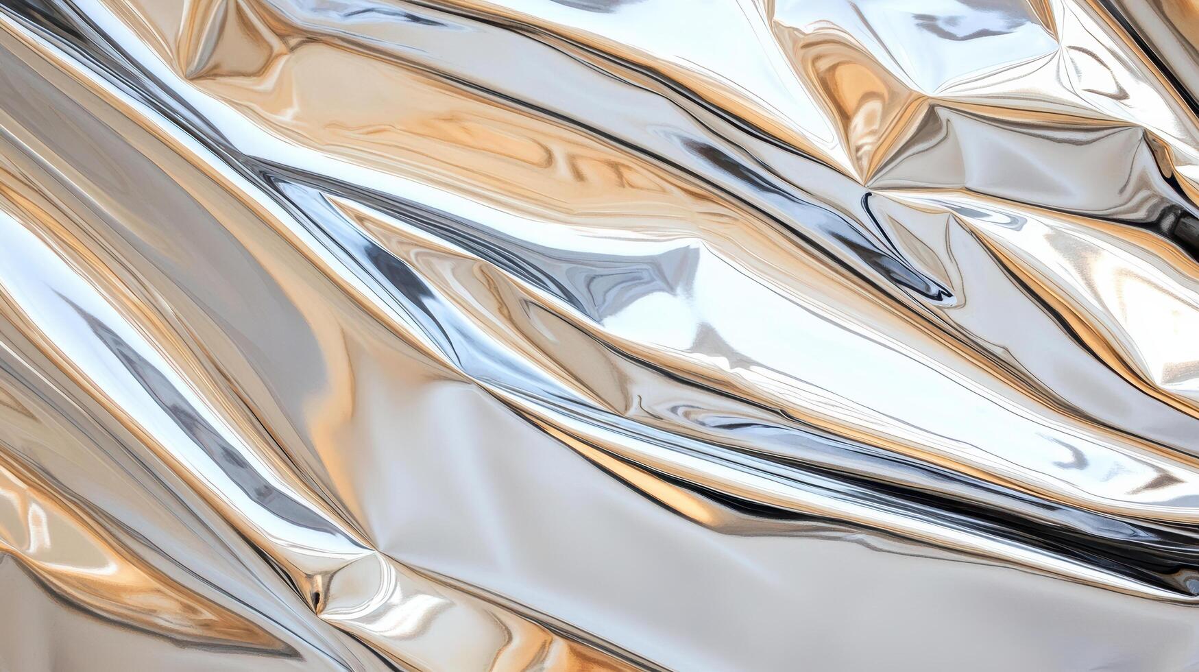 A shiny silver fabric with a lot of folds photo