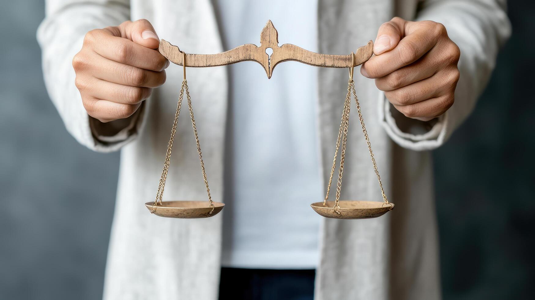 A person holding a balance scale photo