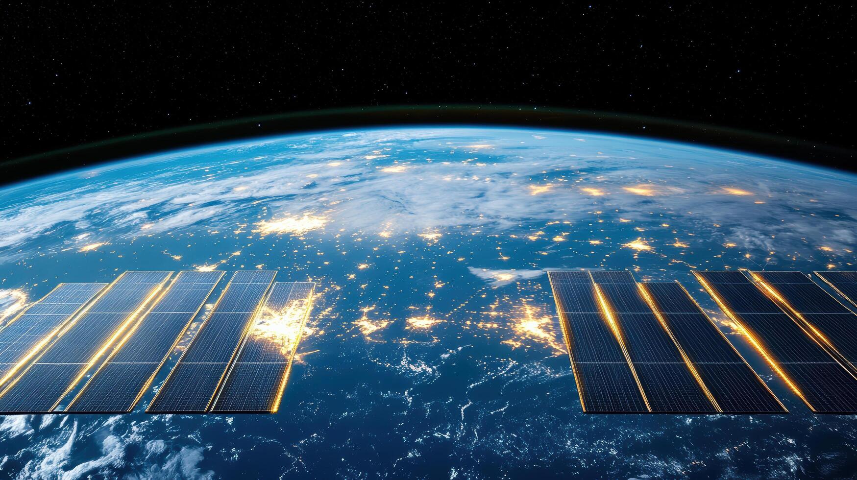 Earth from space with satellites and lights elements of this image are furnished by nasa photo