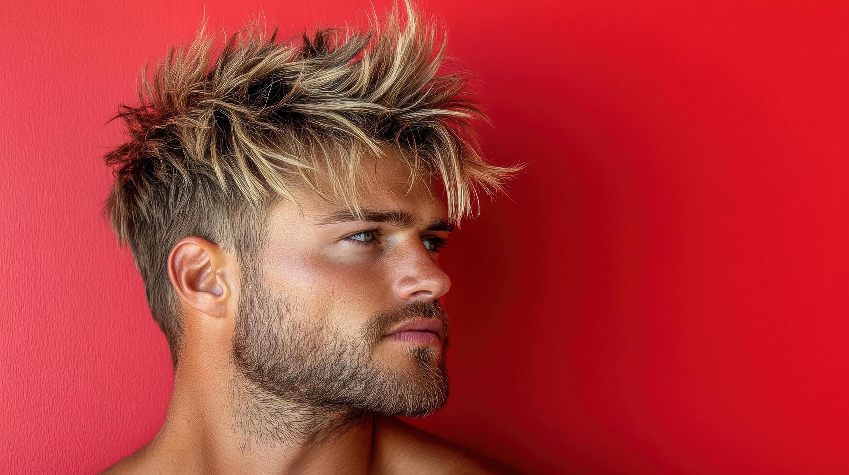 A man with a mohawk and spiky hair photo