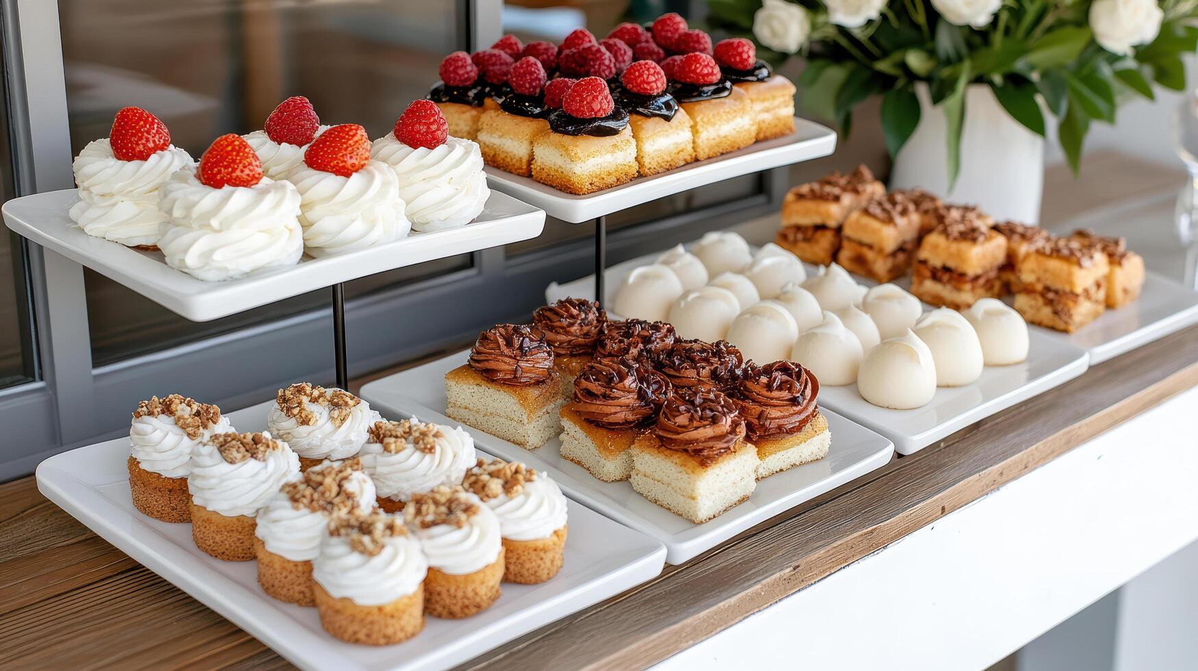 A buffet table with various desserts on it photo