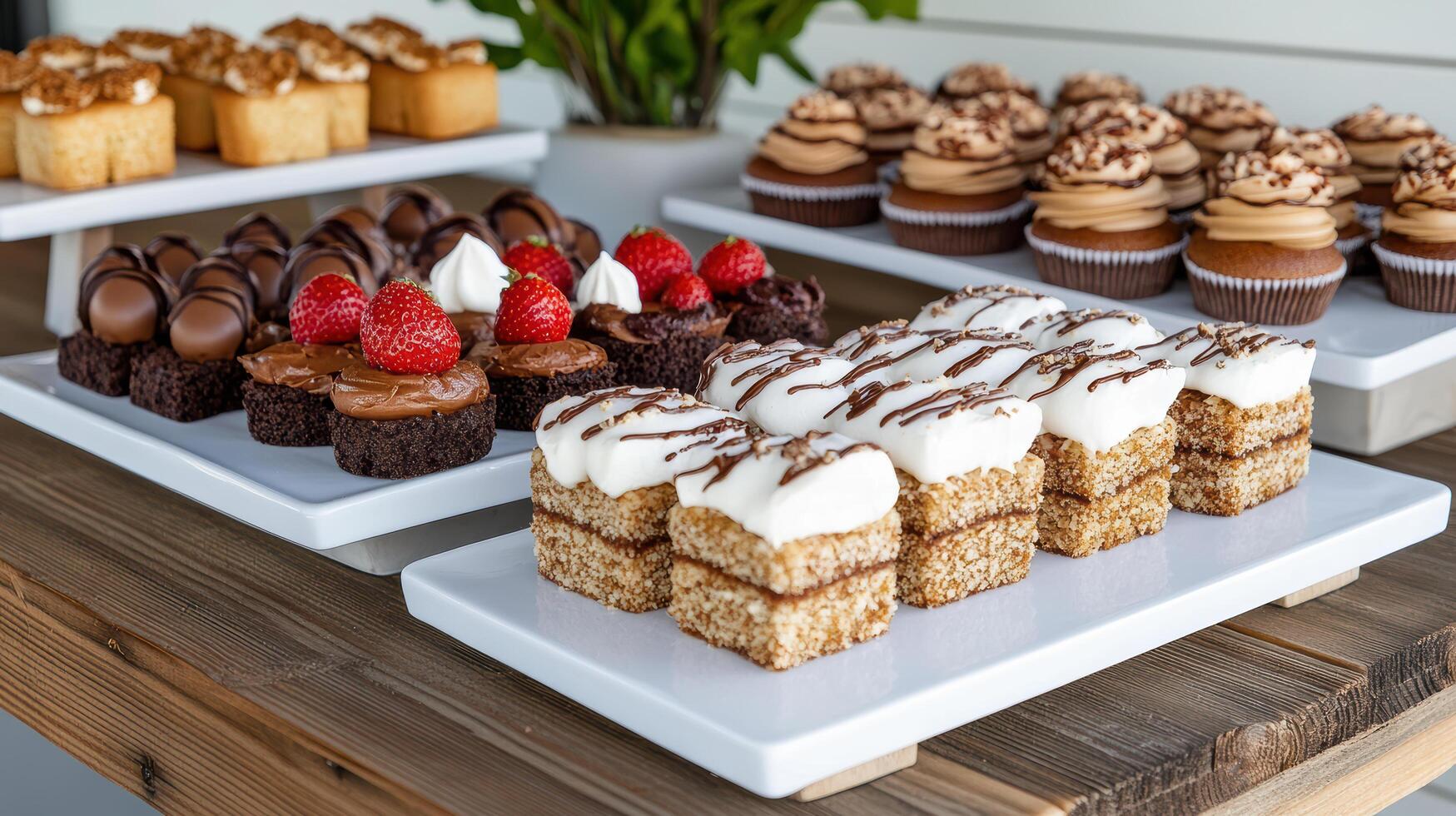 A table topped with various desserts and cakes photo
