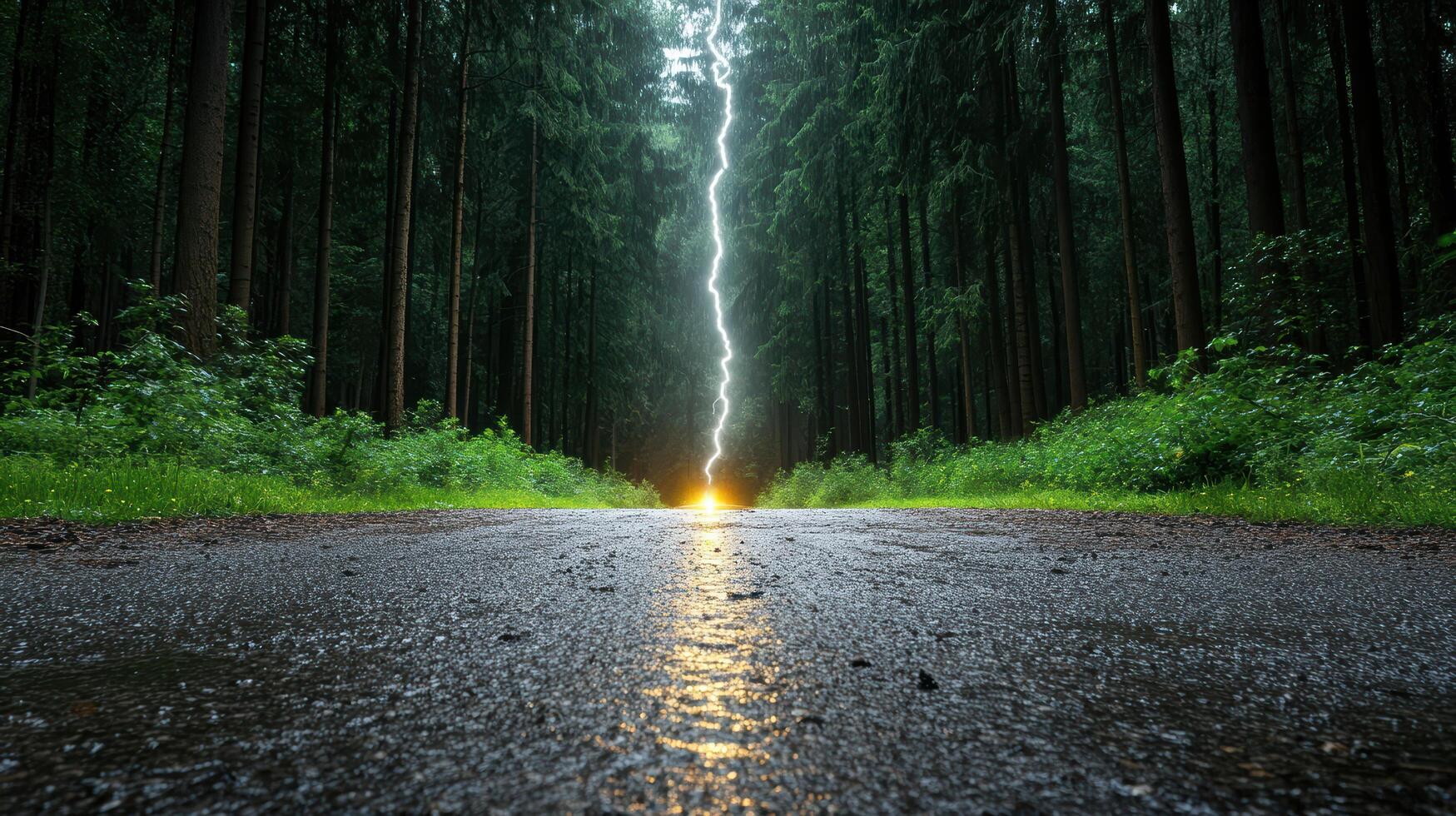 Lightning bolt in the forest photo