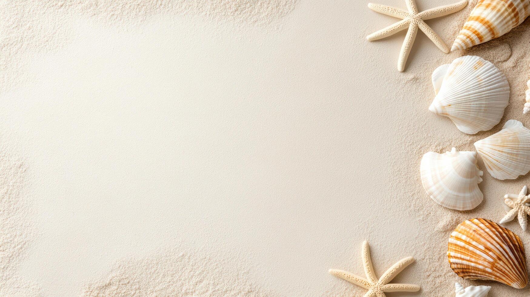 Shells and starfish on the sand photo