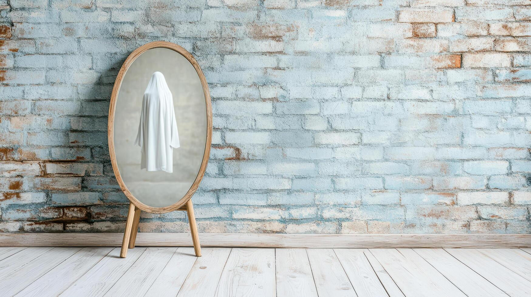 haunted mirror reflecting ghostly figure in vintage setting photo