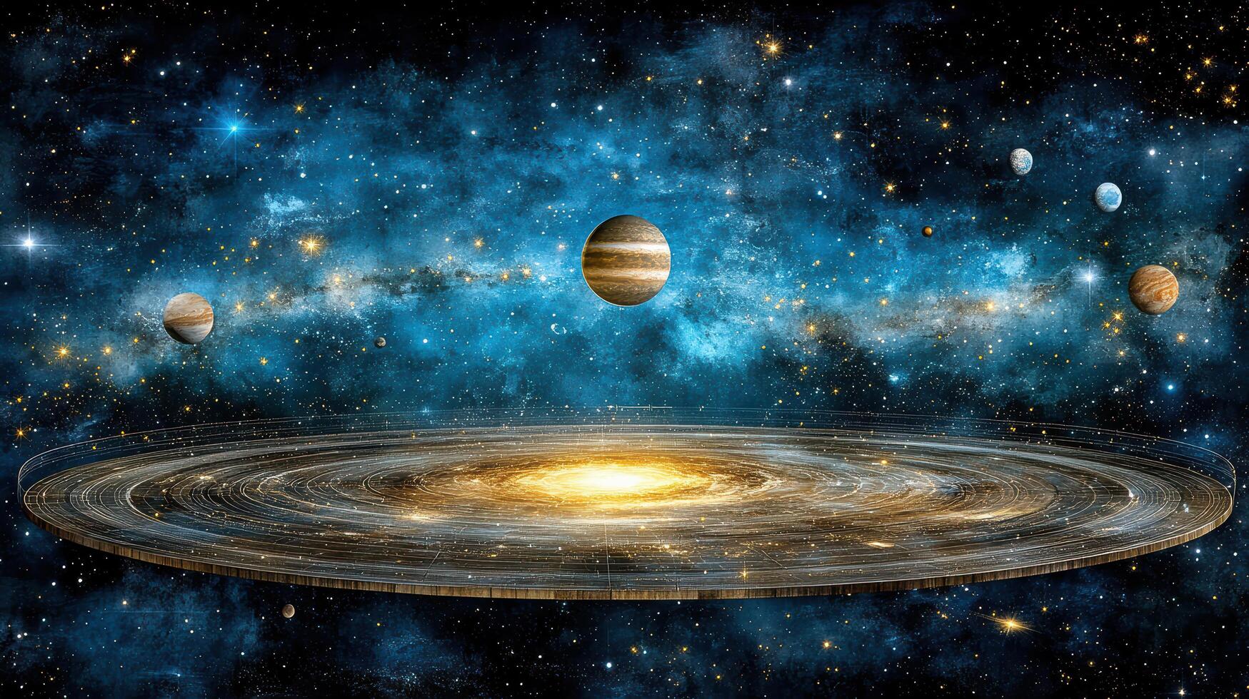 An image of the solar system with planets and sun photo