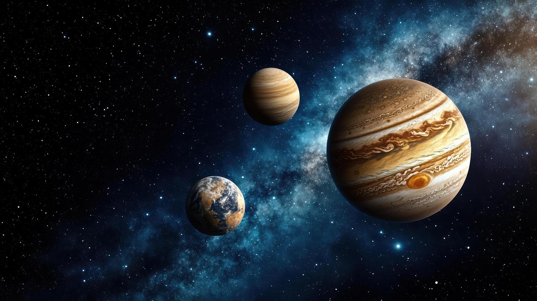colorful representation of solar system with planets in space photo
