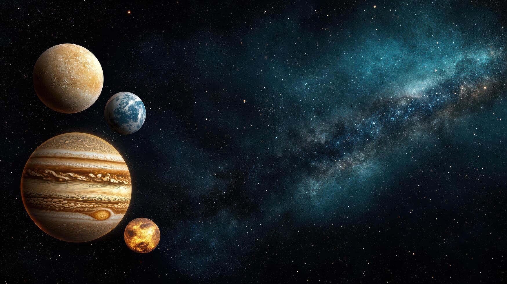 stunning view of solar system featuring glowing planets and stars photo