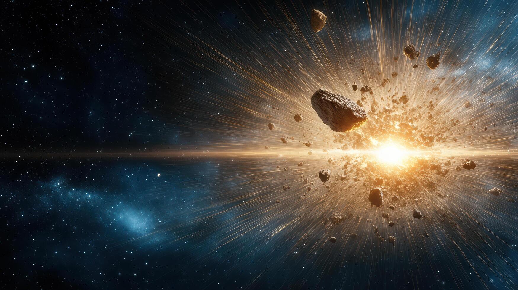 stunning image of meteor crashing into Earth, creating powerful explosion photo