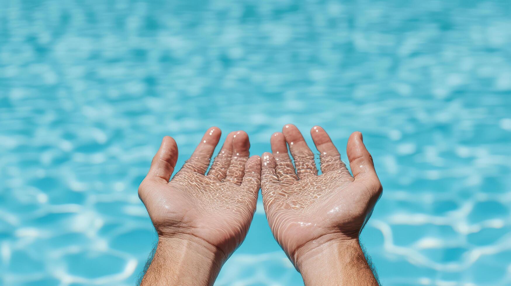 Hands in the water with sand on them photo