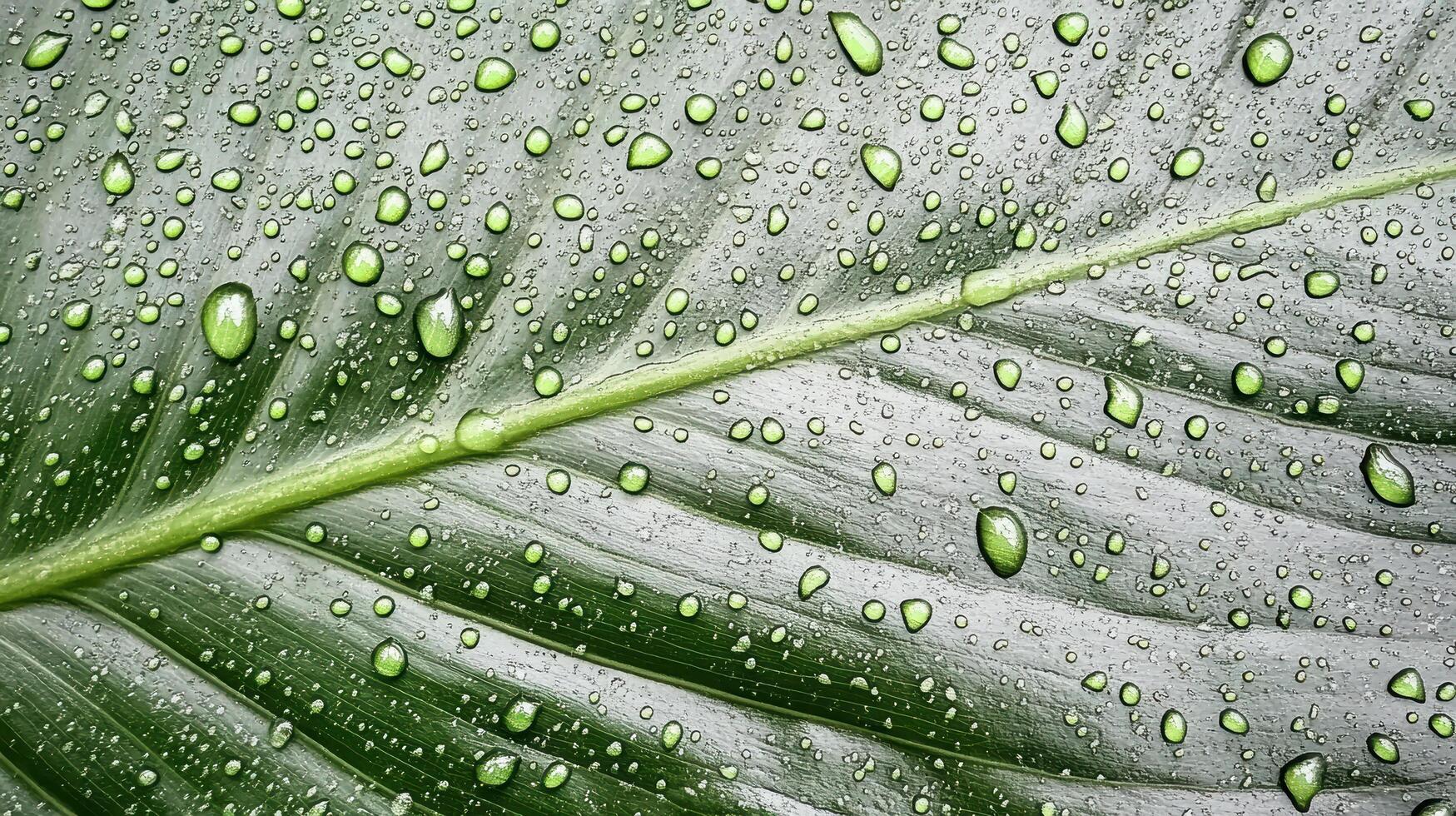 A close up of a leaf with water droplets photo