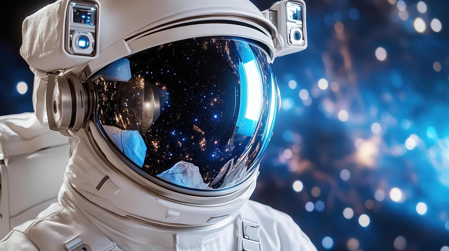 An astronaut in space suit with stars in the background photo
