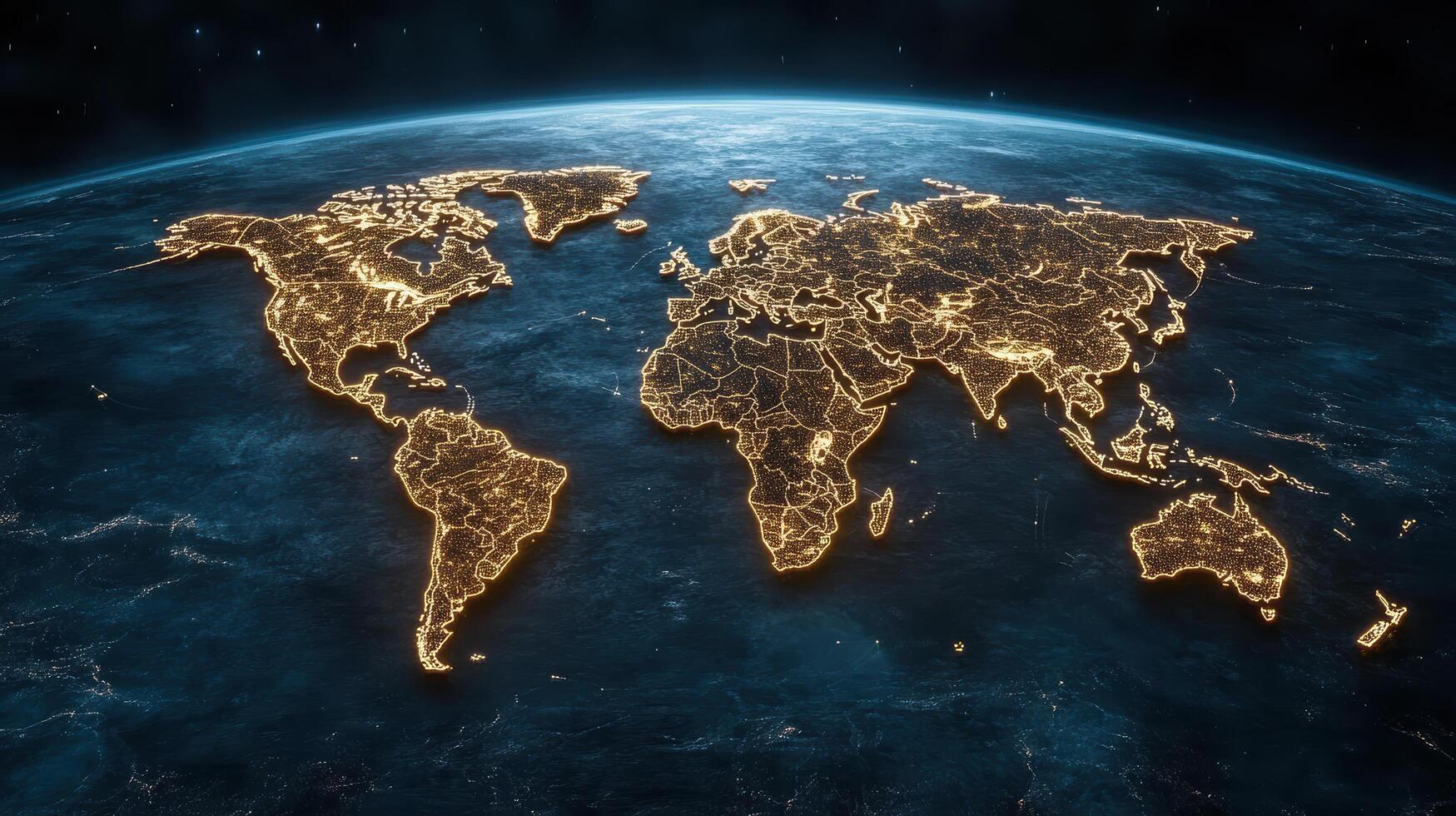 The world map with lights from space photo