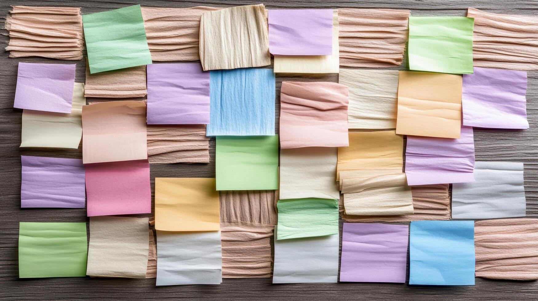 Many different colored post - it notes arranged in a square pattern photo