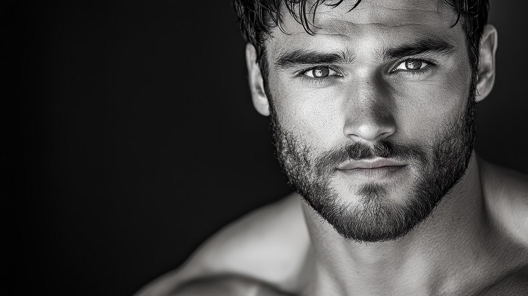 A man with a shirtless body and a beard photo
