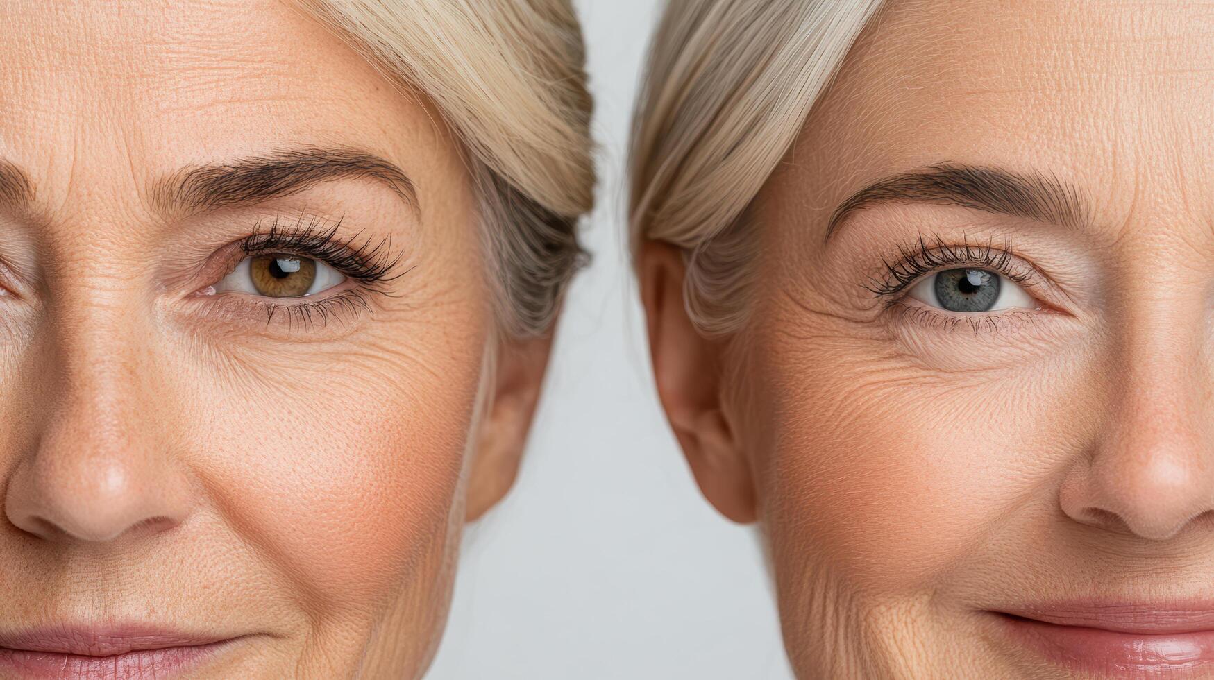 Two women with wrinkles on their faces photo