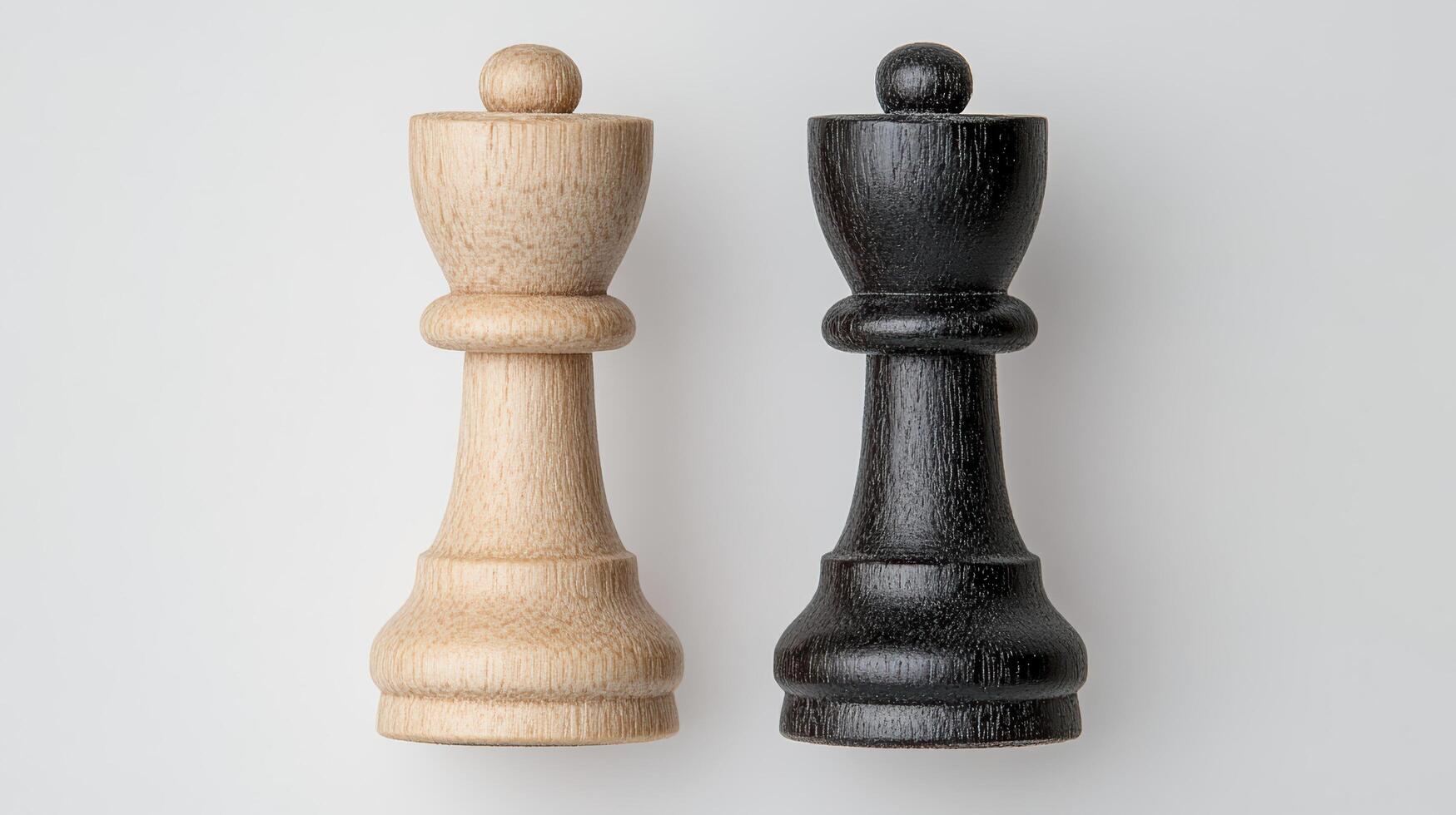 Two wooden chess pieces on a white background photo