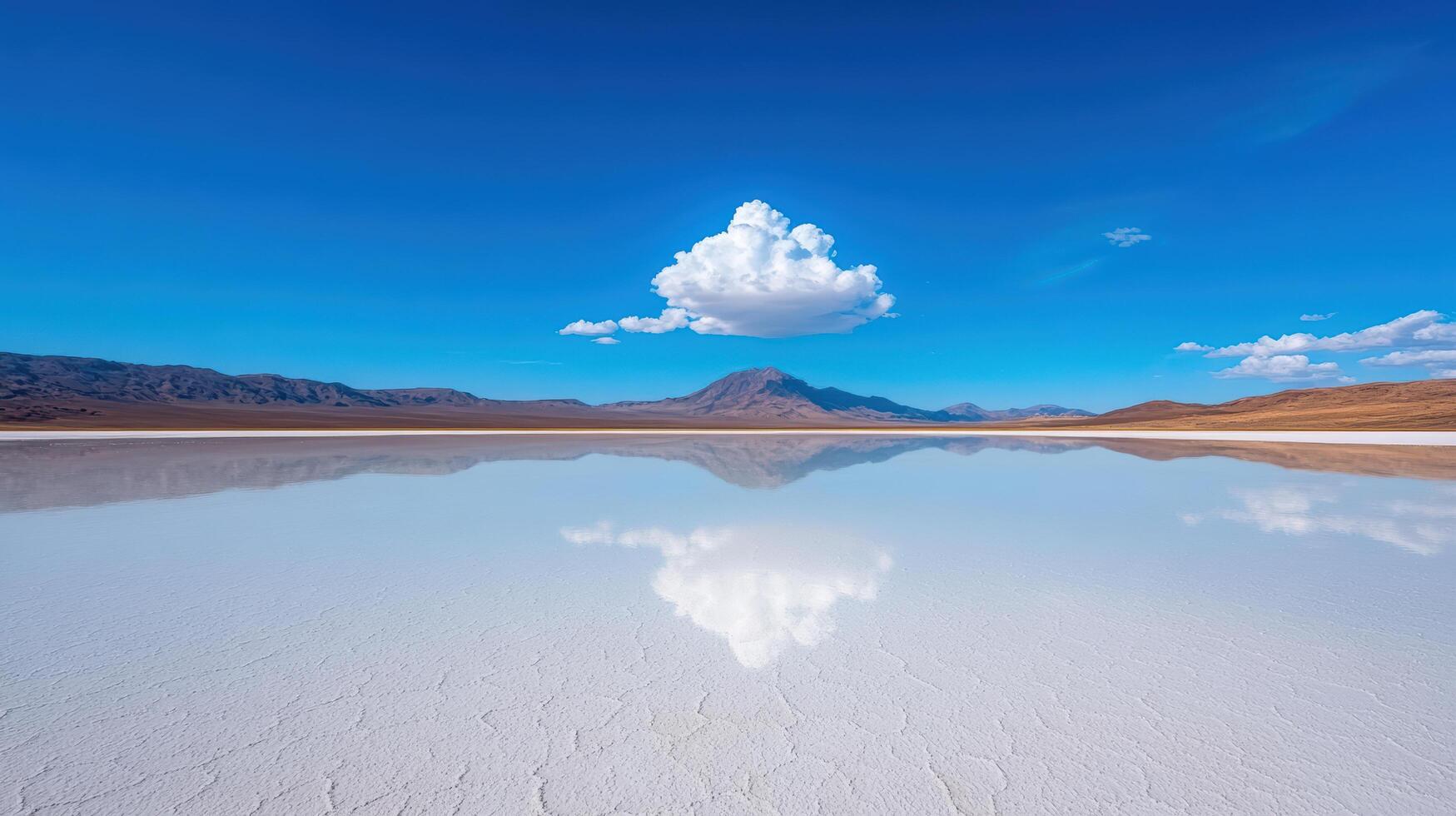 surreal salt flat reflecting sky beautifully, showcasing nature artistry photo