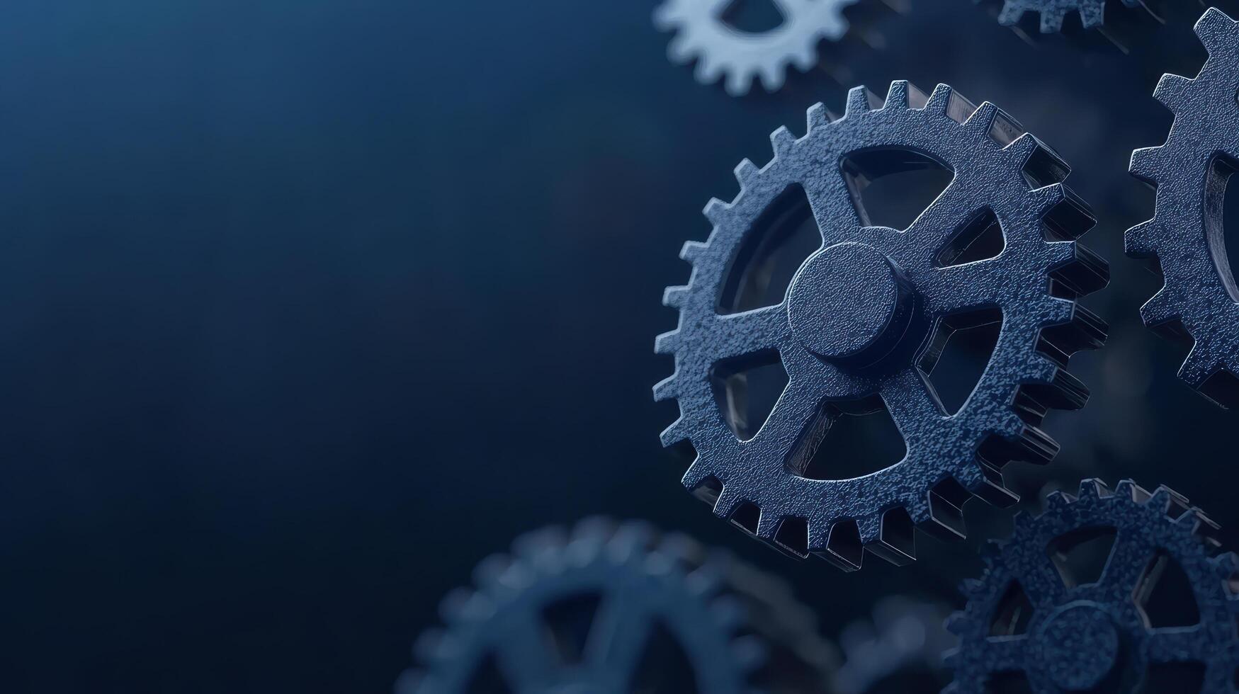 Gears in motion create dynamic industrial scene, showcasing precision and engineering photo