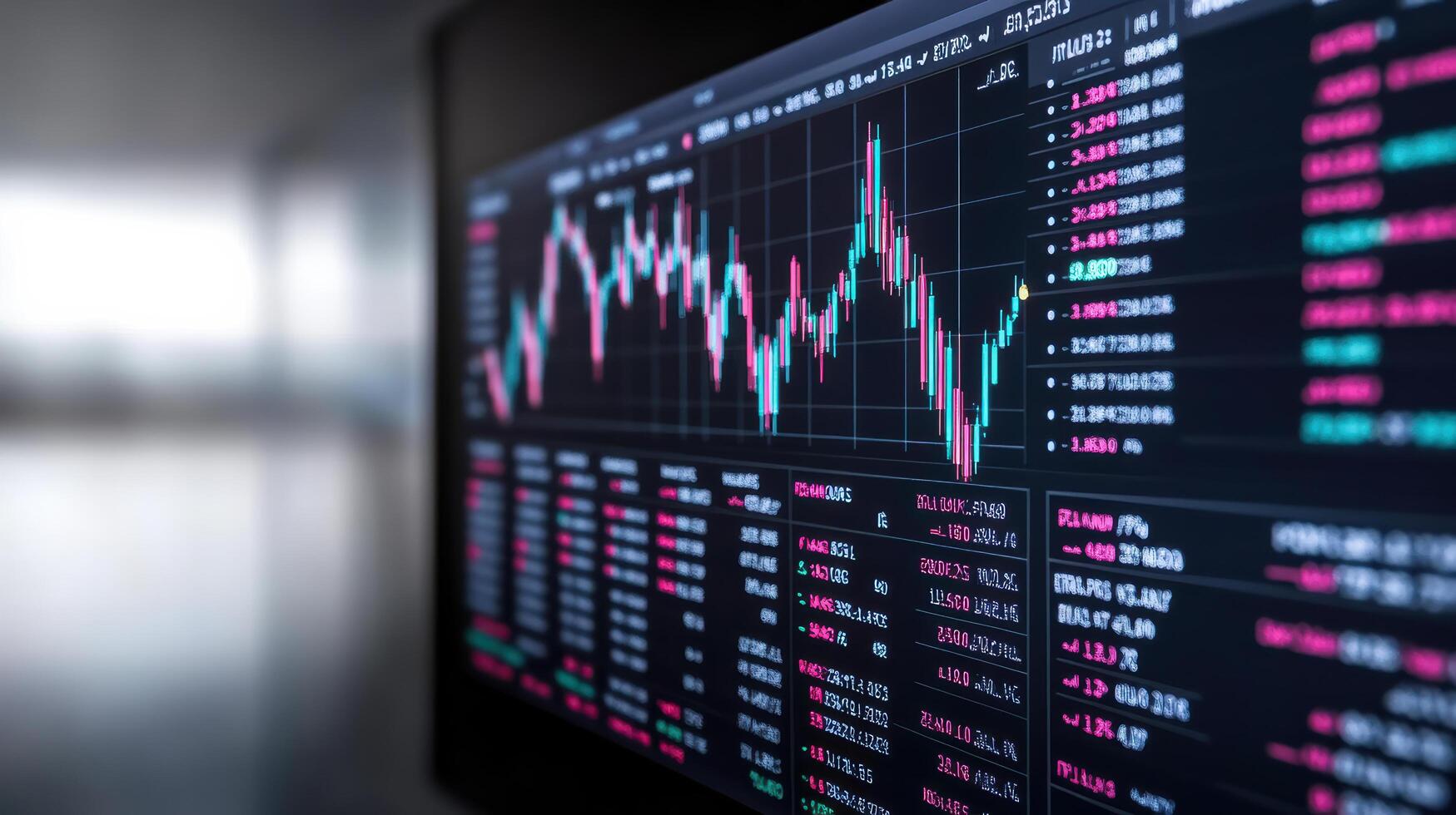 digital dashboard displaying key economic indicators and stock market data, showcasing trends photo