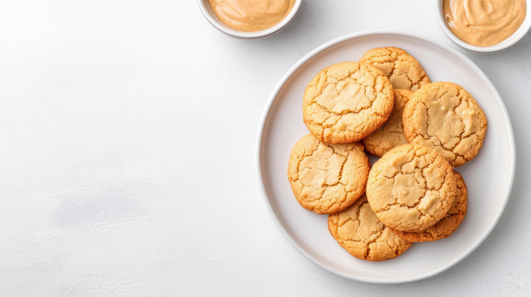 A plate of cookies with peanut butter on it photo