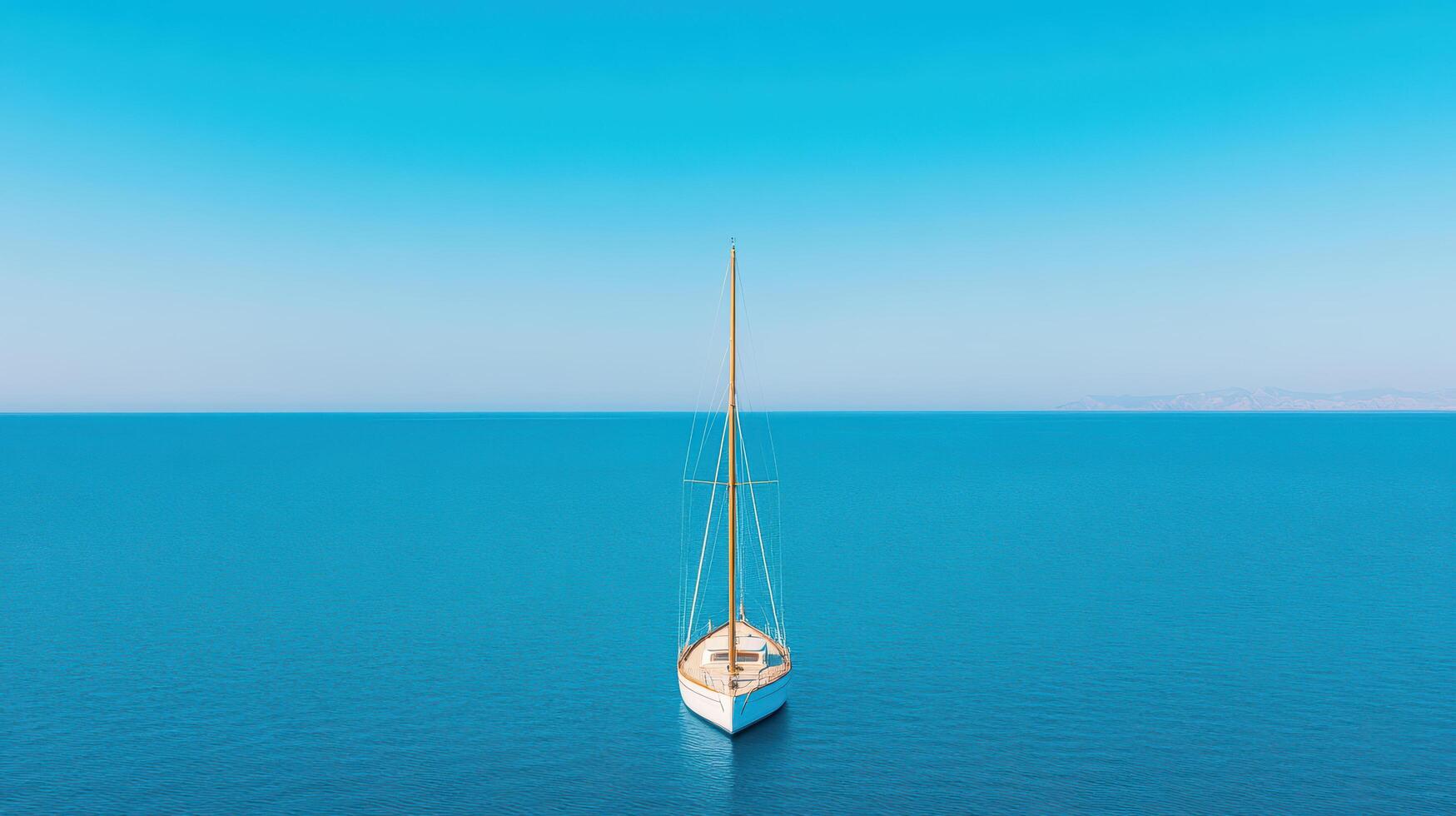 serene sailboat floats on calm waters under clear blue sky, evoking tranquility photo