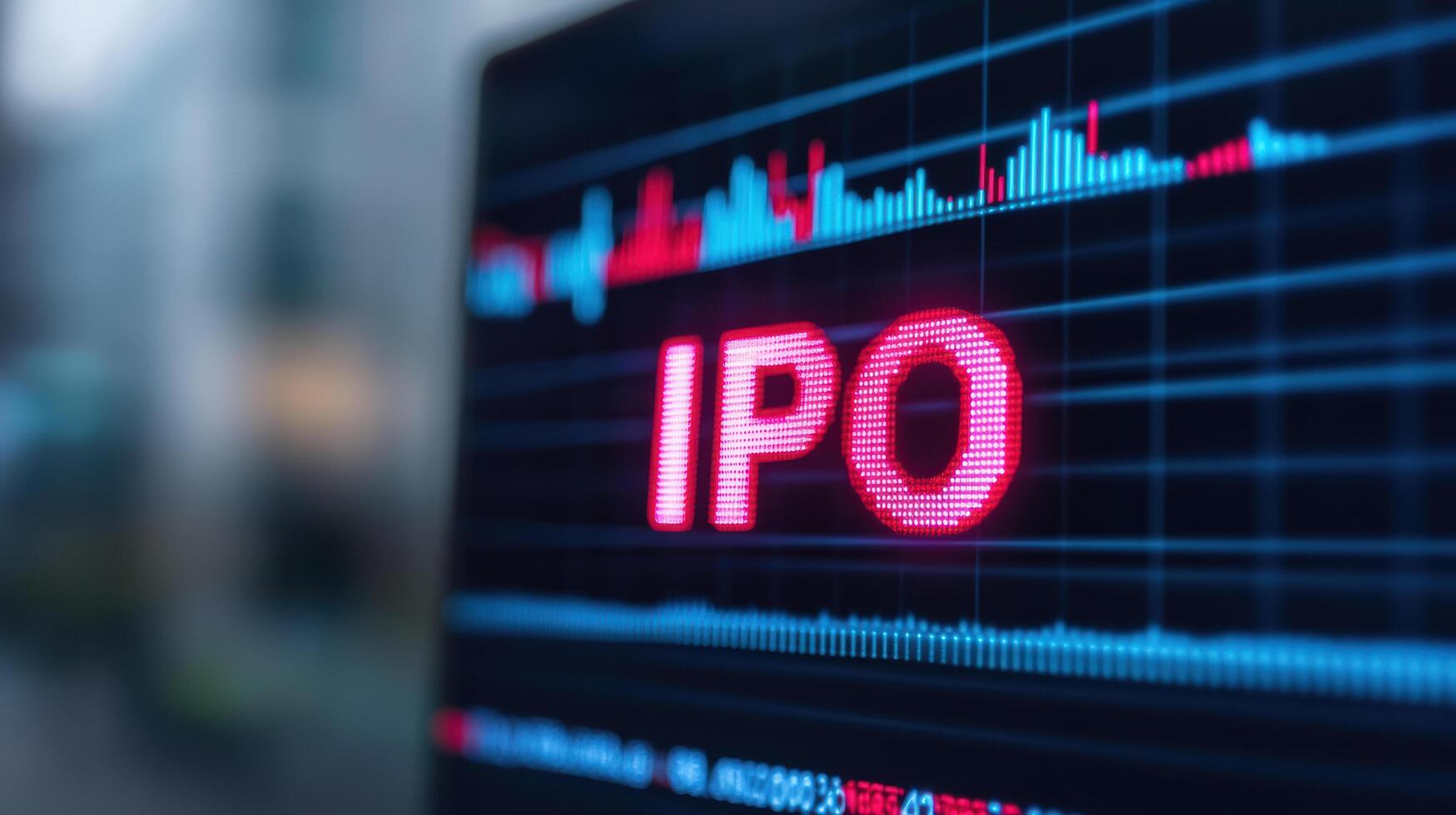 IPO data chart with vibrant colors and digital elements, showcasing financial trends photo
