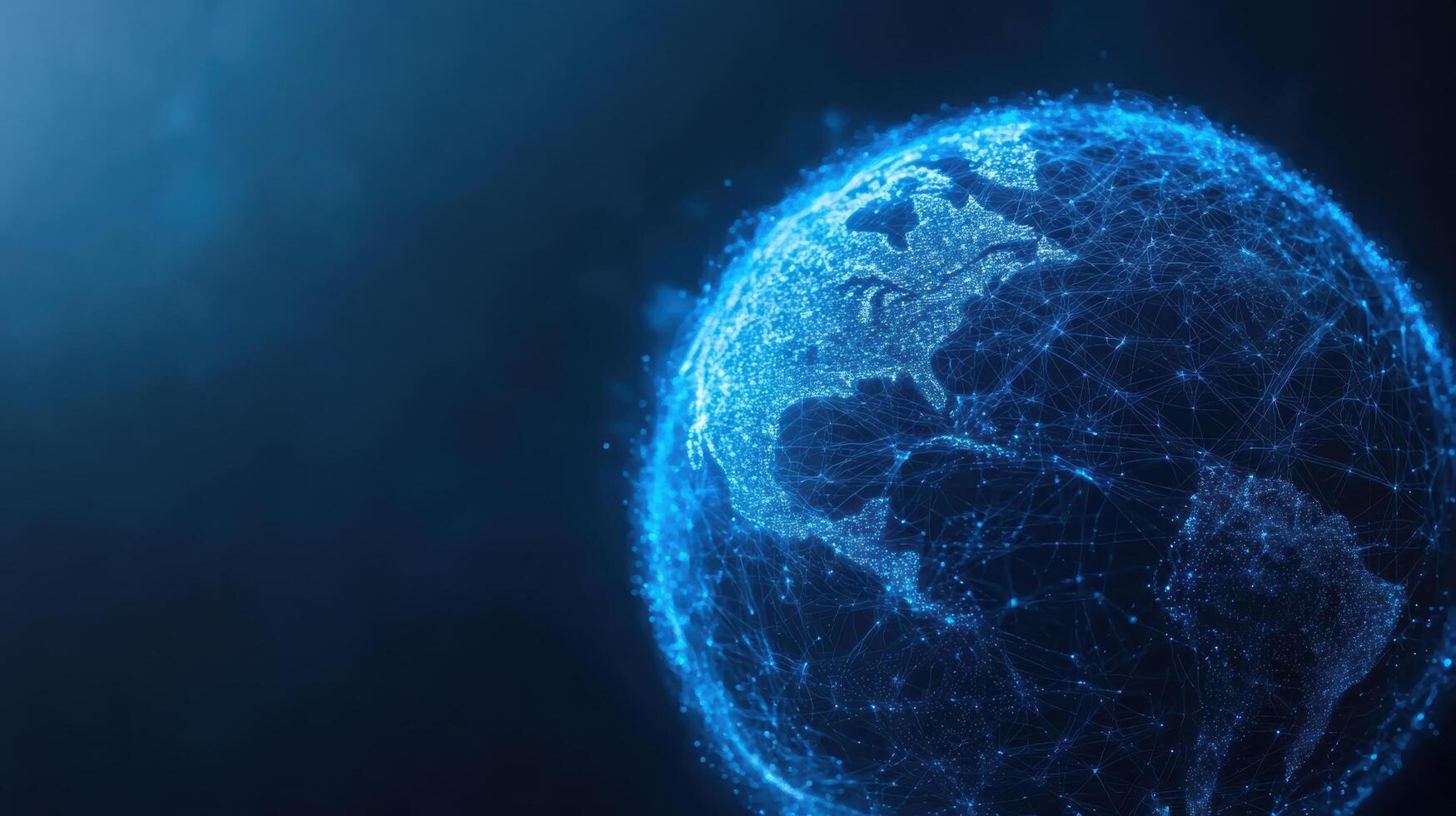 Digital globe with glowing connections represents global networking and technology photo