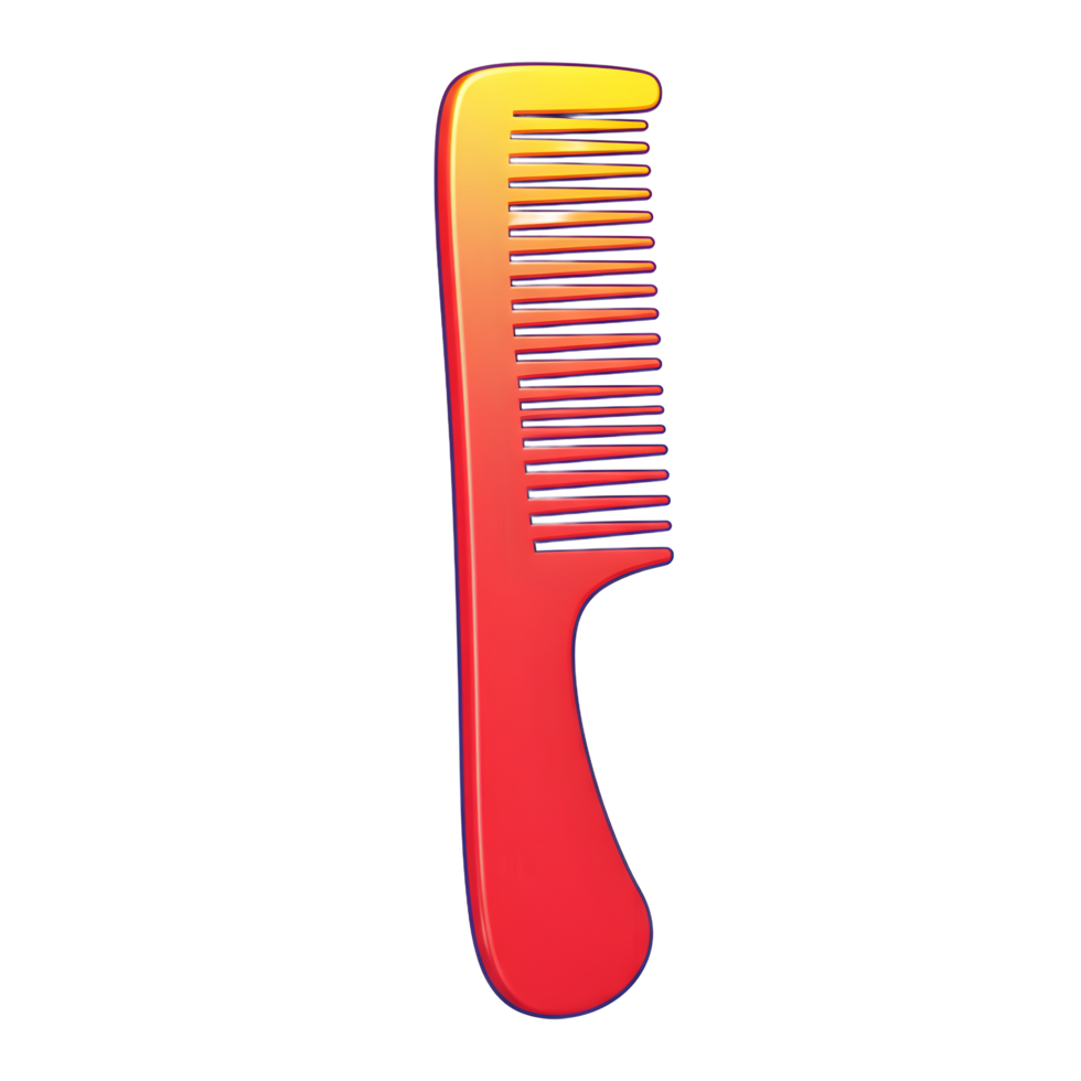 A stylish comb, smoothly transitioning from yellow to red, stands out against a clean white background. Its simple yet captivating design is perfect for everyday use. png