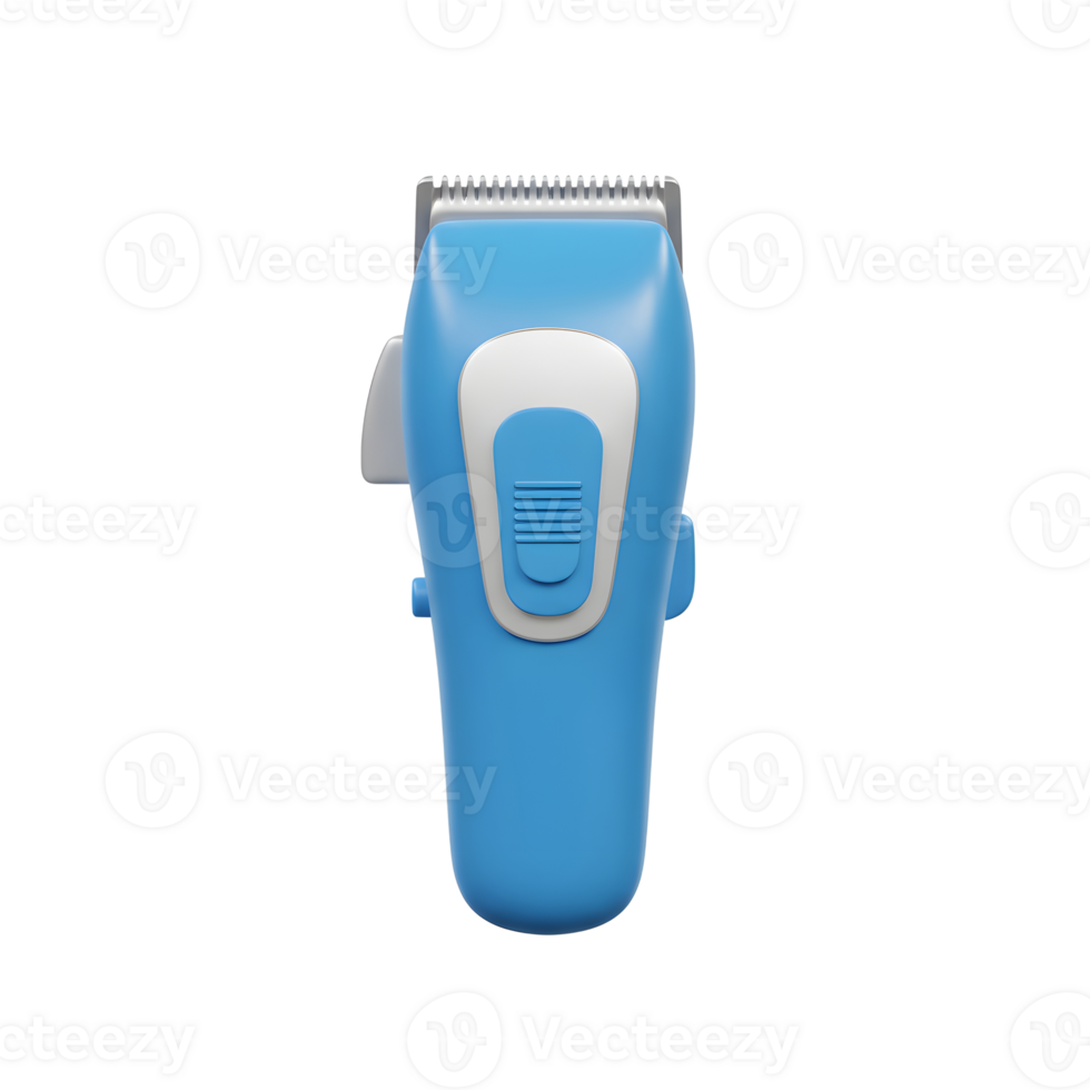 A sleek, baby-blue electric hair clipper stands ready. Its modern design features clean lines and a simple, intuitive button. Perfect for quick and easy trimming. png