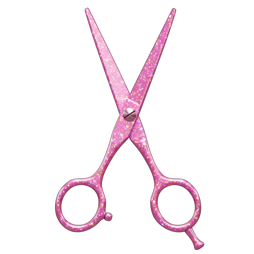 Catch the light with these dazzling pink glitter hairdressing scissors Their sparkly finish adds a touch of glamour to any salon. Perfect for precision cuts. png