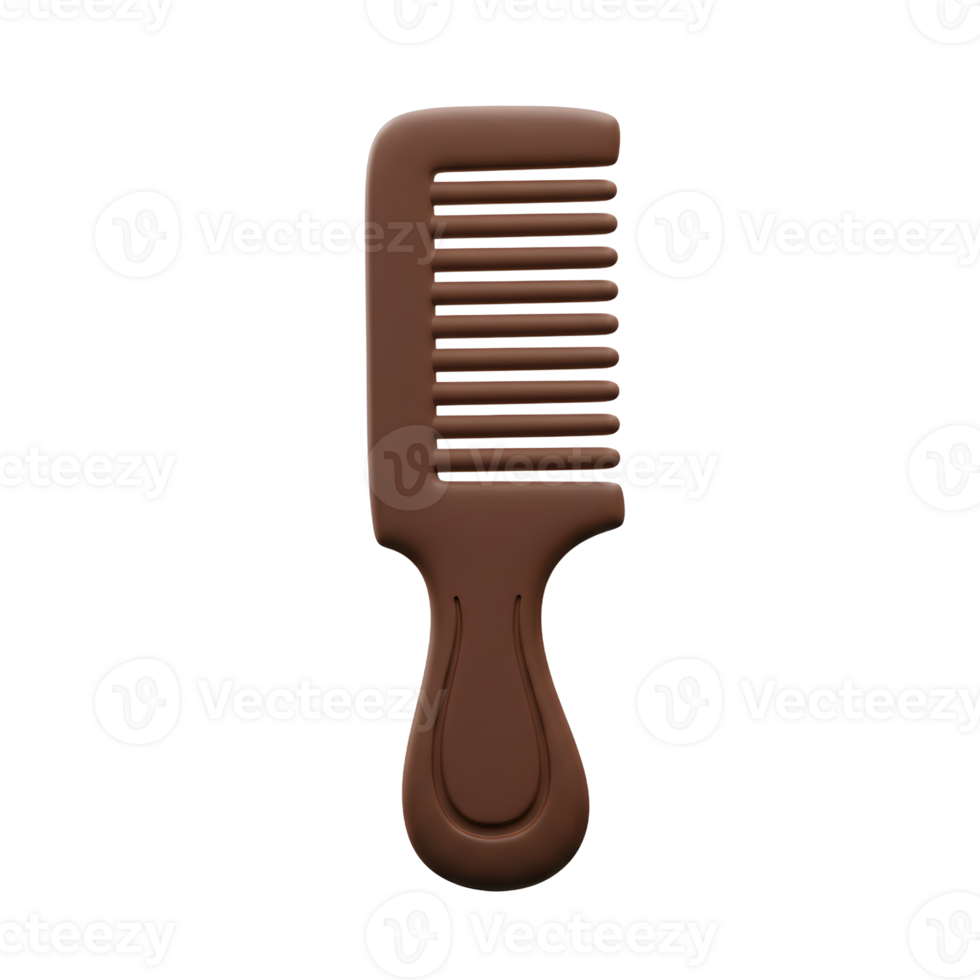 A simple, dark brown comb stands against a white background. Its smooth, minimalist design exudes a clean, classic feel. png