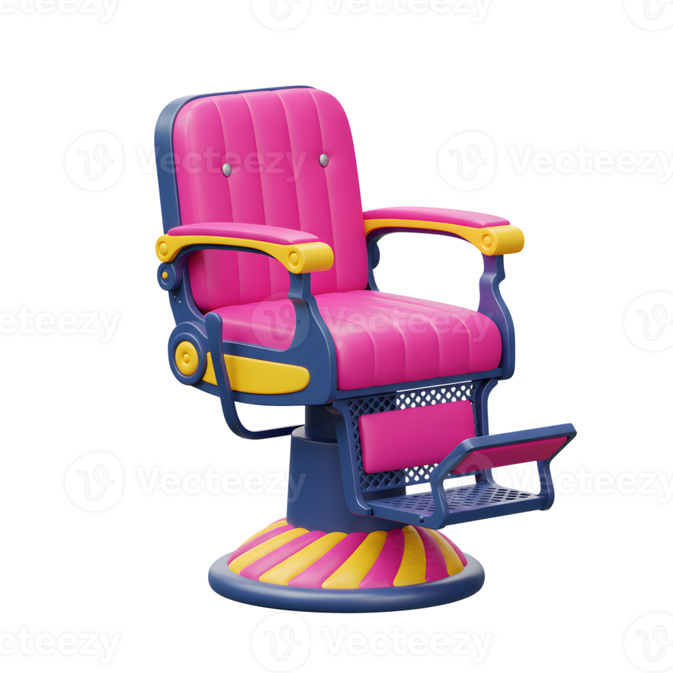 A playful pink barber chair with retro charm The bright colors and unique design create a fun and stylish atmosphere. Perfect for a modern barbershop. png