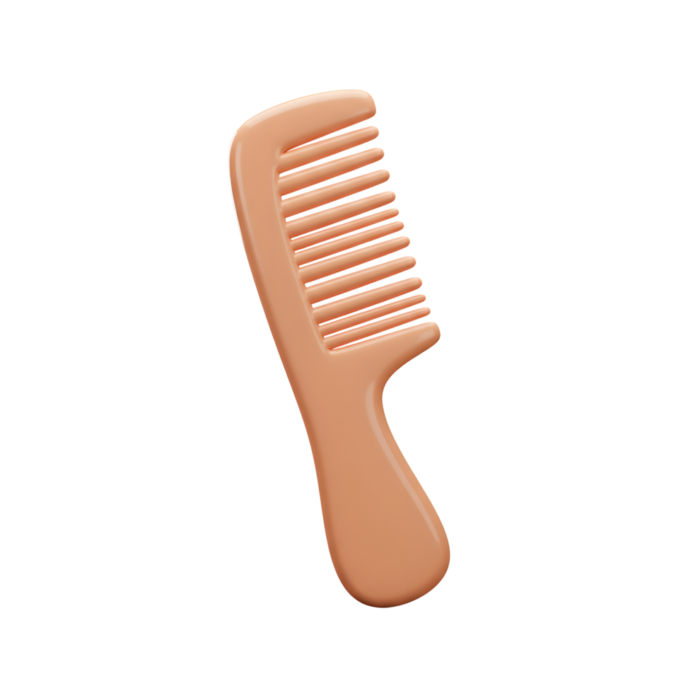 A softly-lit, peach-colored plastic comb floats against a white backdrop. Its simple, minimalist design exudes a calm, clean aesthetic. png