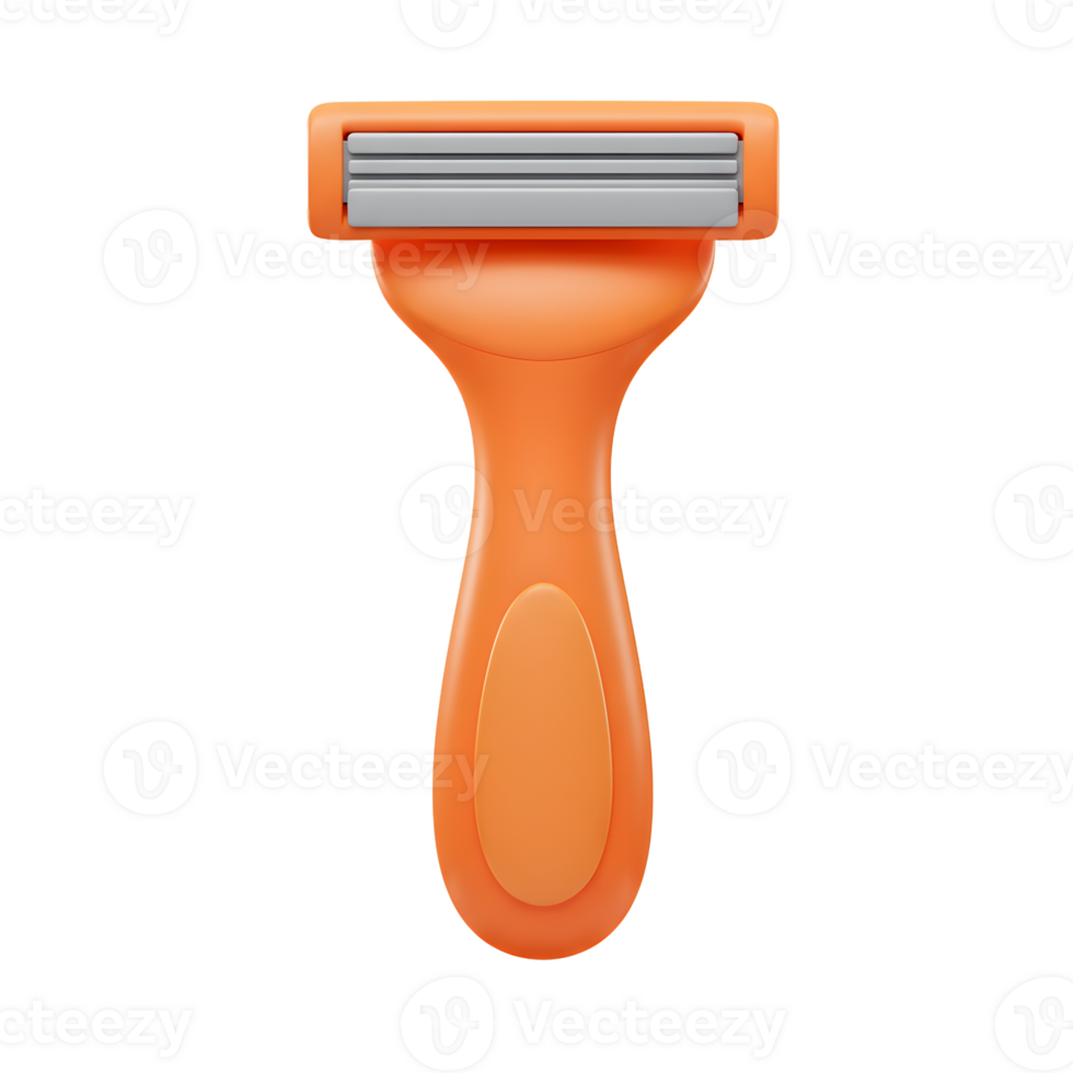 A sleek, orange disposable razor stands ready. Its simple, modern design promises a smooth, effortless shave. Clean lines and vibrant color. png