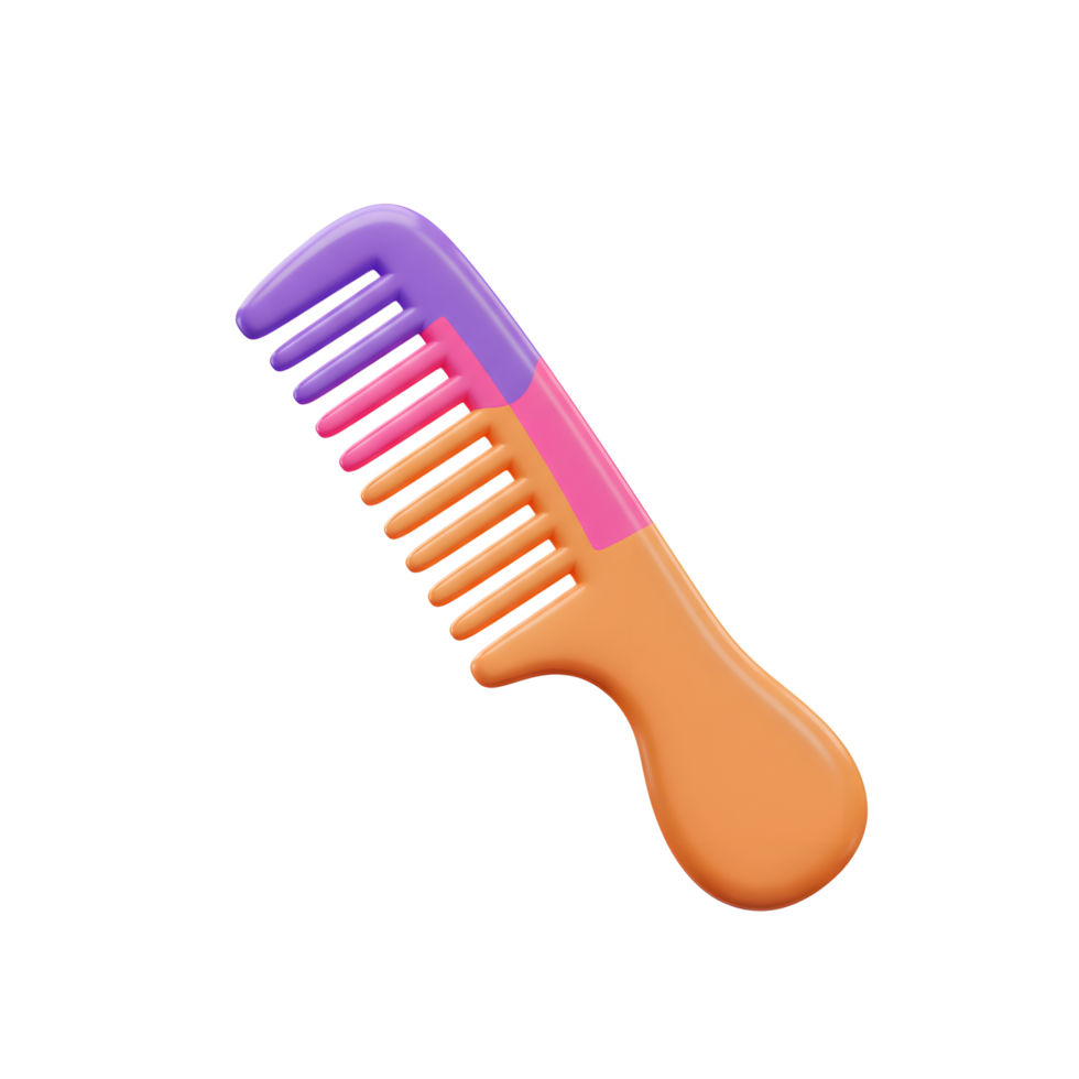 A cheerful, three toned comb pops against a white background. Its pastel hues lavender, pink, and peach add a touch of whimsy. Perfect for styling png