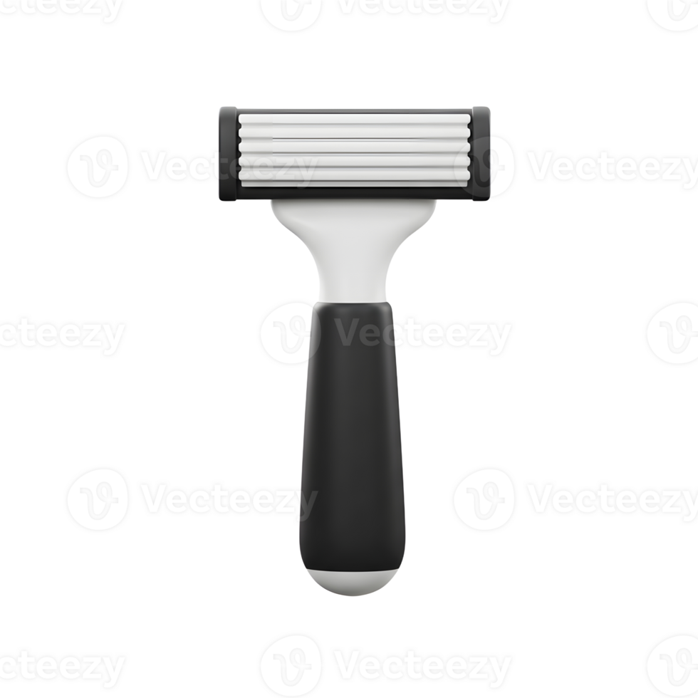 A clean, modern razor stands out against a white background. Its black handle and white head create a minimalist aesthetic. png