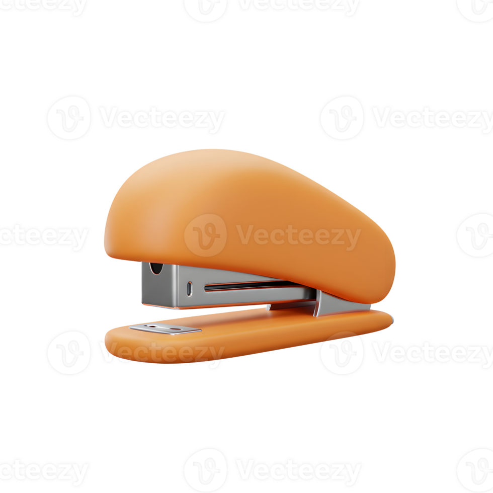 A sleek orange stapler sits against a clean white background. Its smooth, rounded body and minimalist design create a modern aesthetic. png