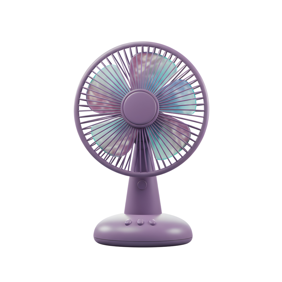A charming pastel purple desk fan with subtly iridescent blades offers a gentle breeze and a touch of modern whimsy to any space. Cool, calming, and stylish png