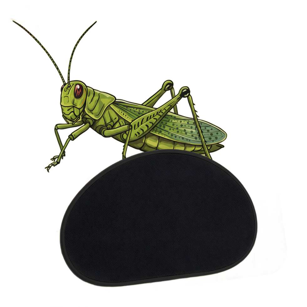 A cheerful grasshopper rests amidst stylized flowers and foliage on this mousepad. The soft green palette and whimsical illustration create a calming, nature-filled workspace. png
