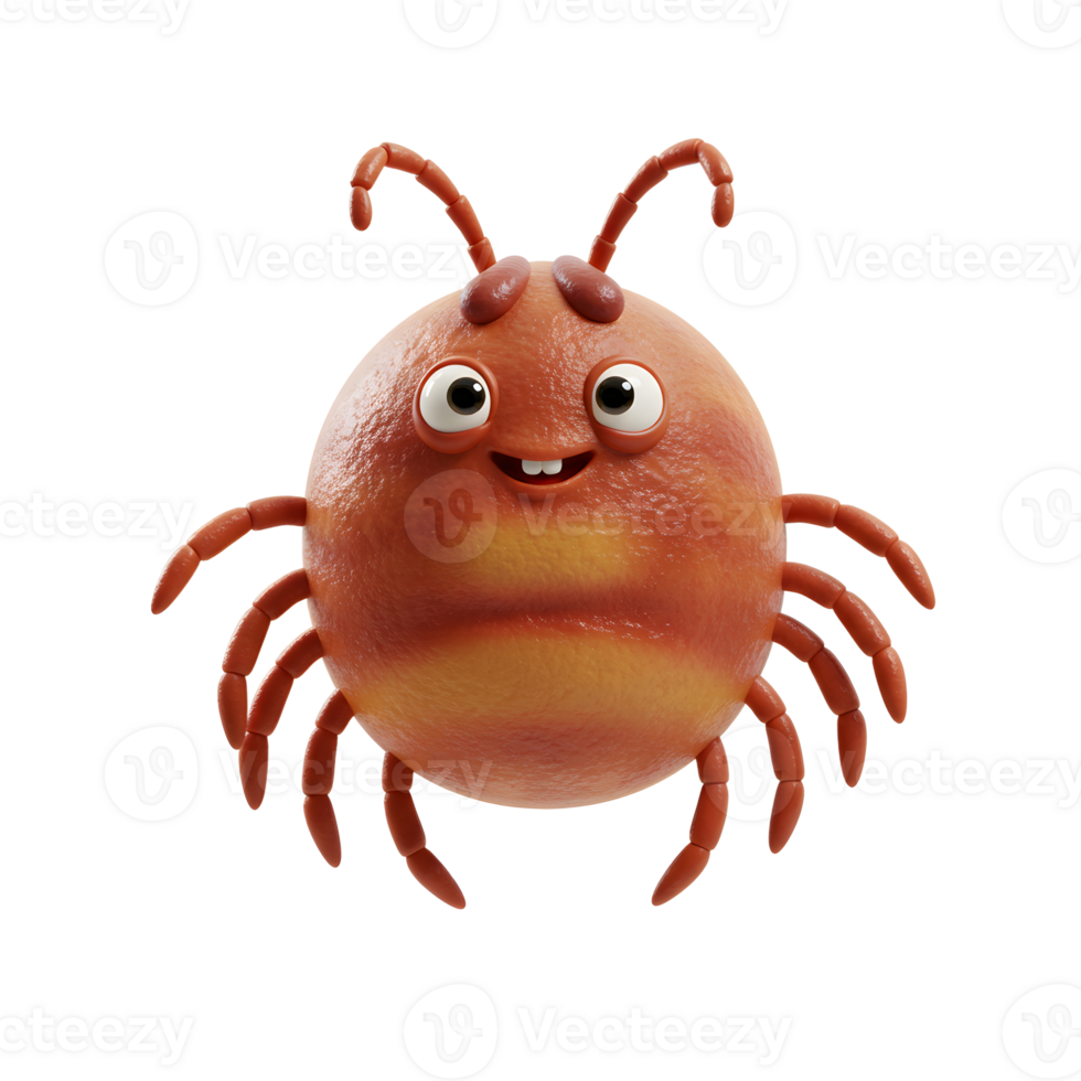 Meet this adorable, round orange bug Its cheerful face and stubby legs create a fun, friendly cartoon vibe. A joyful, playful character. png