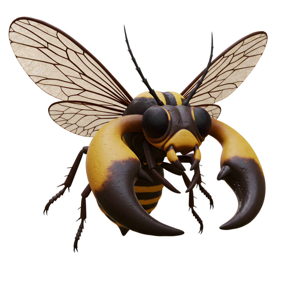 Giant Hornet Insect with Pincers and Wings on a White Background png