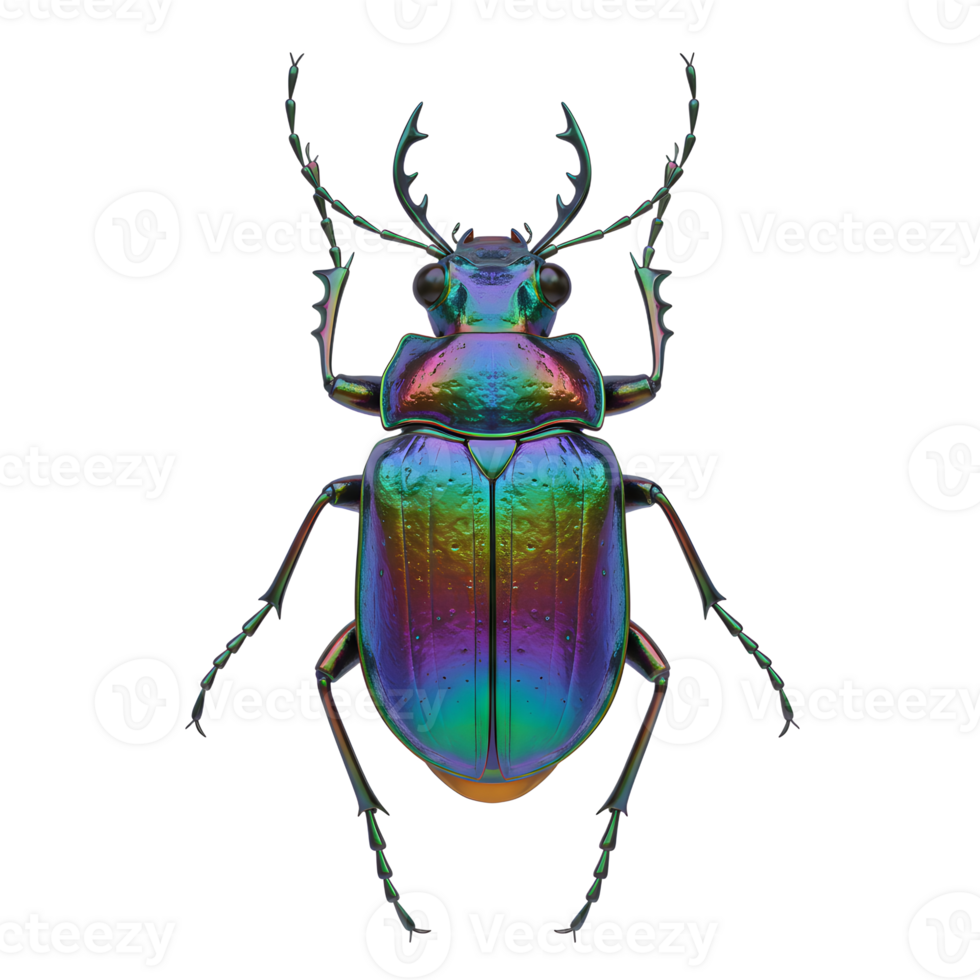 Iridescent Rainbow Scarab Beetle on White Background - Detailed Insect png