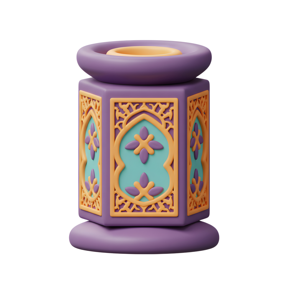 A charming, pastel-colored hexagonal lantern features intricate carvings and a serene, peaceful mood. The design is subtly elegant, perfect for adding a touch of calm. png