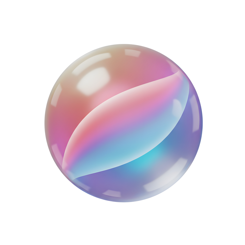 A captivating pastel sphere shimmers, its glossy surface reflecting light. A soft, iridescent swirl adds dreamy depth, creating a mesmerizing effect. png
