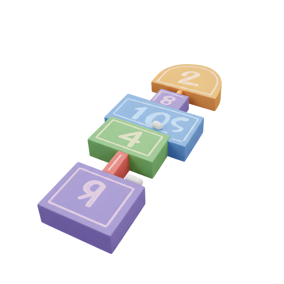 Charming pastel-colored blocks featuring handwritten numbers create a fun and engaging stacking toy. Perfect for early learning and imaginative play png