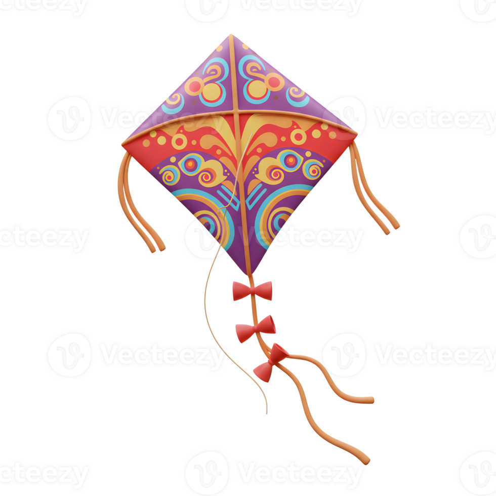 A cheerful, diamond-shaped kite soars, adorned with swirling patterns in warm and cool tones. The playful design and cheerful colors create a joyful mood. png