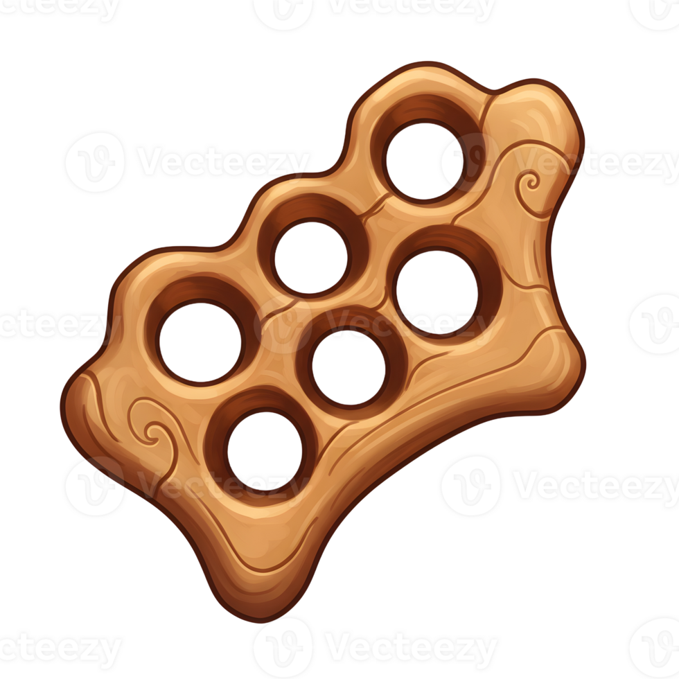 A charming rustic wooden game with six holes, perfect for a cozy afternoon. Its carved design adds character, evoking a sense of handcrafted warmth. png